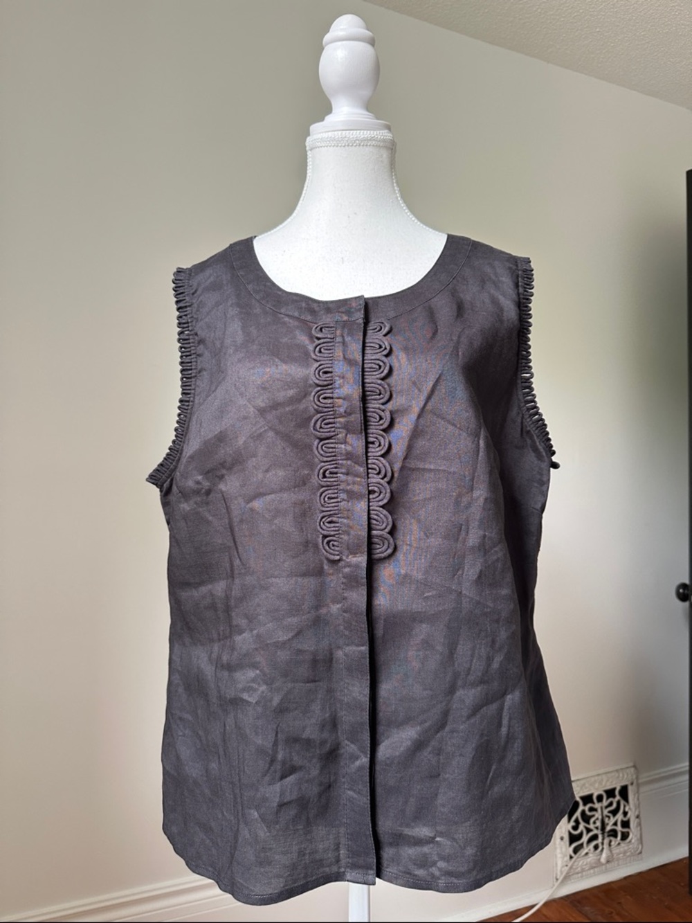 PRECIS 100% Raime Boho Festival Summer Lagenlook Button Up Vest Sz‎ 16